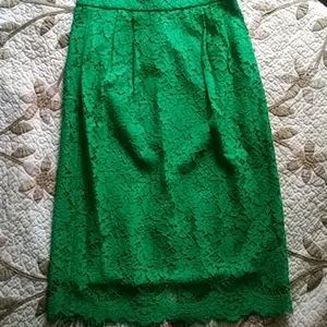 J Crew Lace Green Skirt